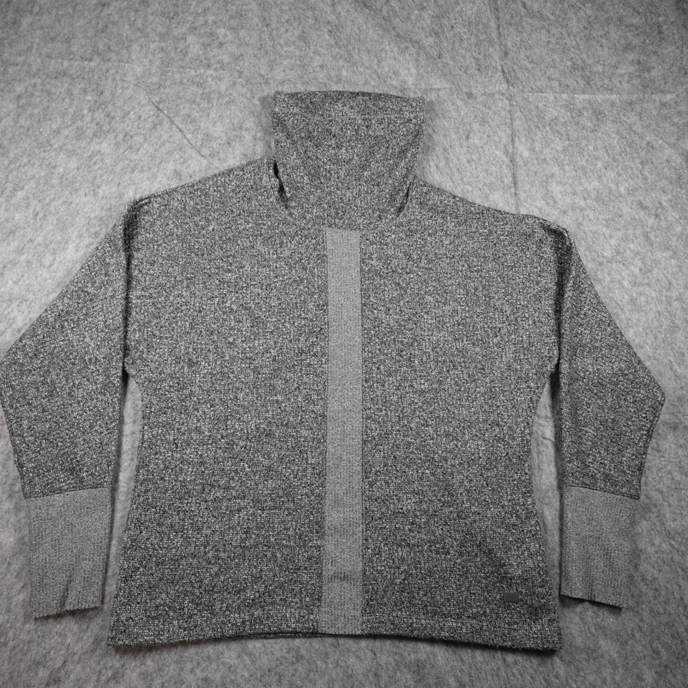 Asics Sweatshirt Women Large Gray Funnel Neck Heathered Fleece Pullover‎ Knit
